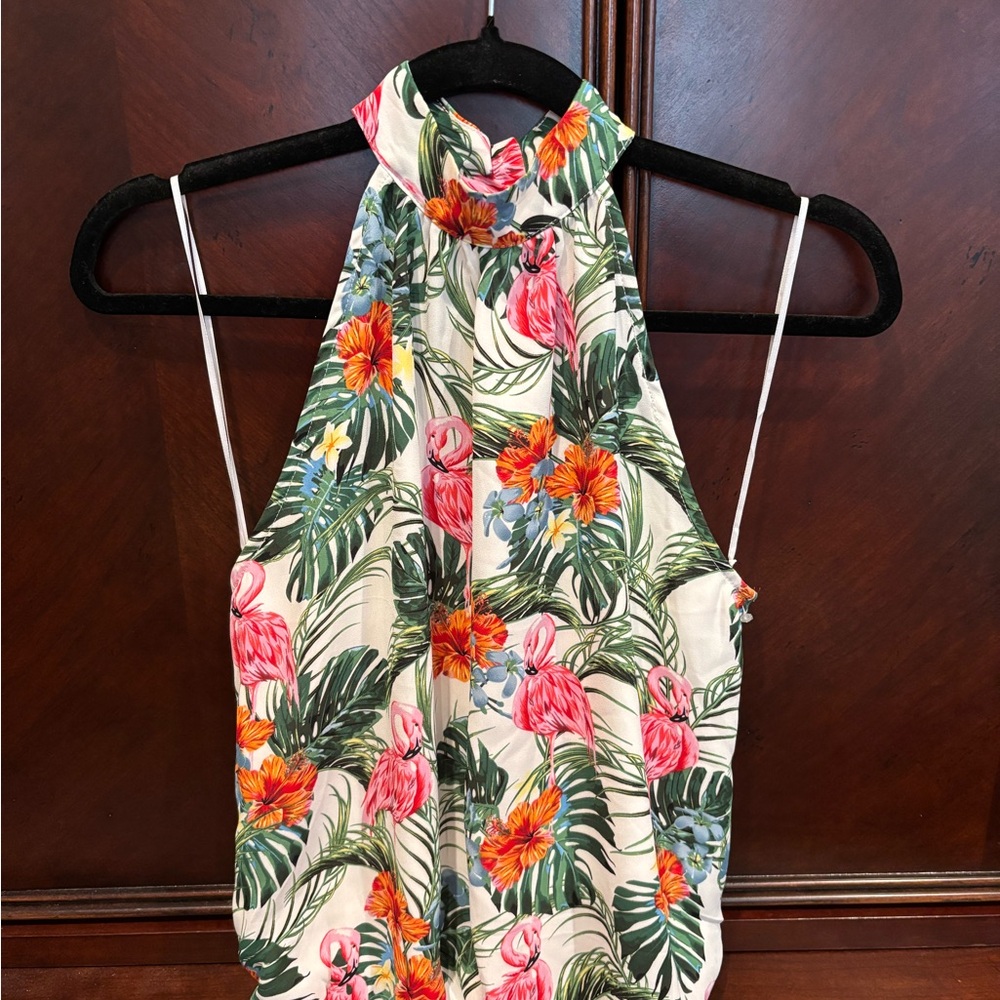 Rachel Zoe Tropical Halter Top in Cream, Pink, Green, Orange